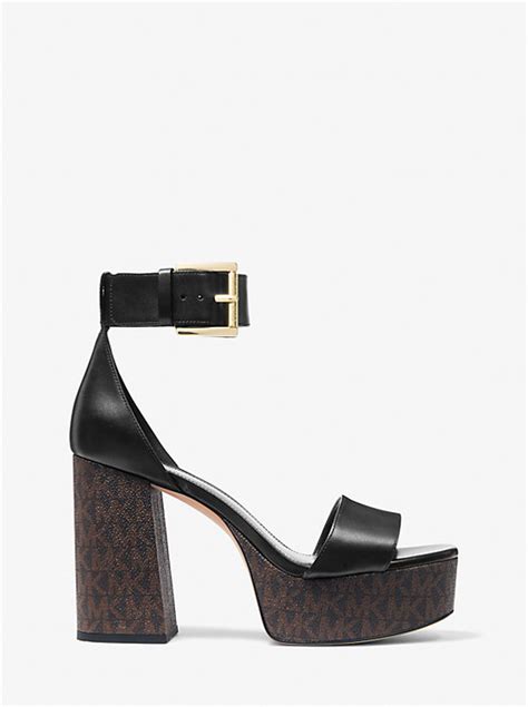 michael kors pantolette tara|Tara Leather and Logo Platform Sandal .